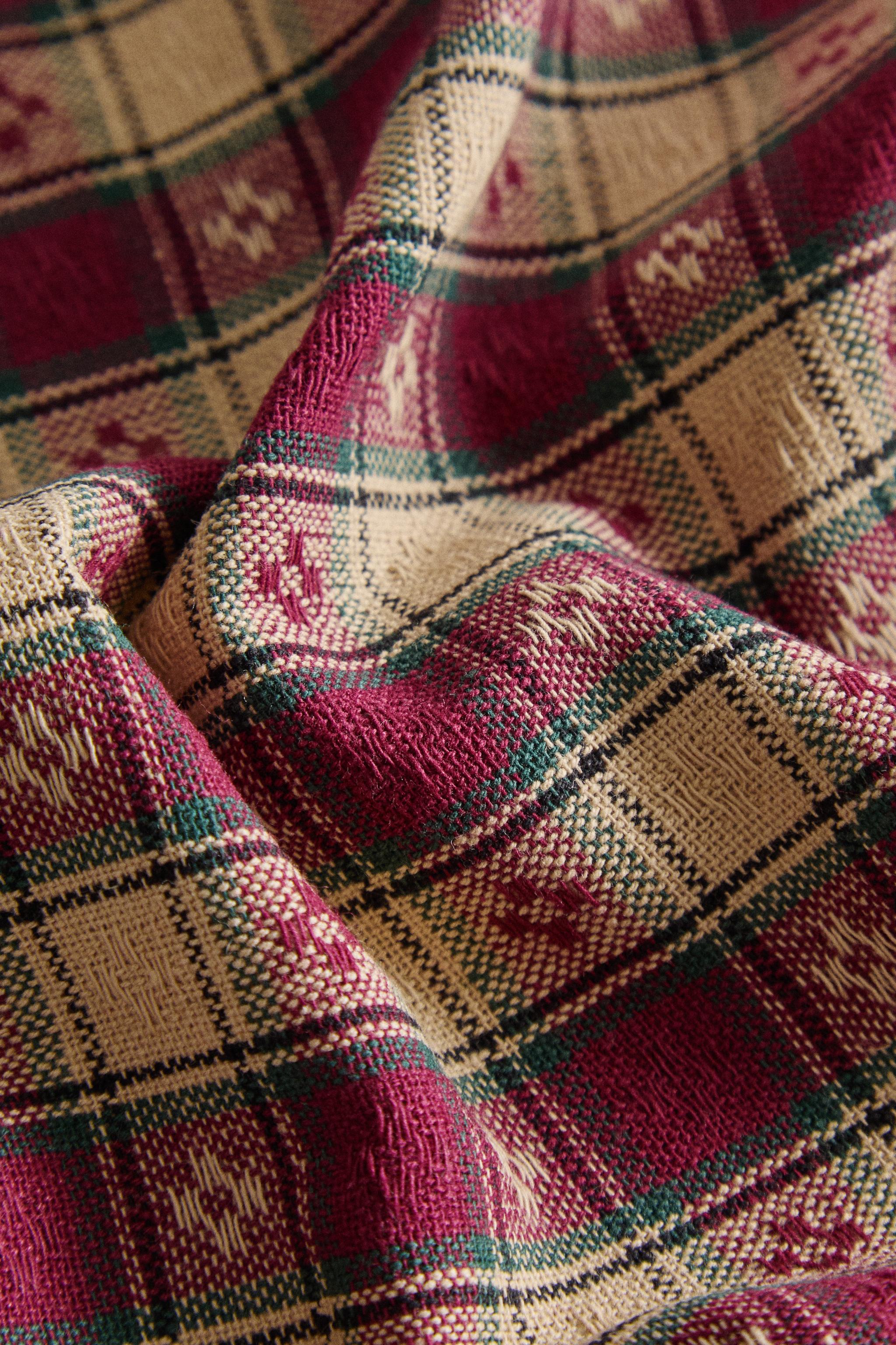 SET OF DYED THREAD CHECK CHRISTMAS NAPKINS (SET OF 2)